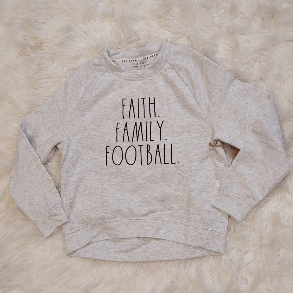 Rae Dunn Sweatshirt “Faith. Family. Football.”